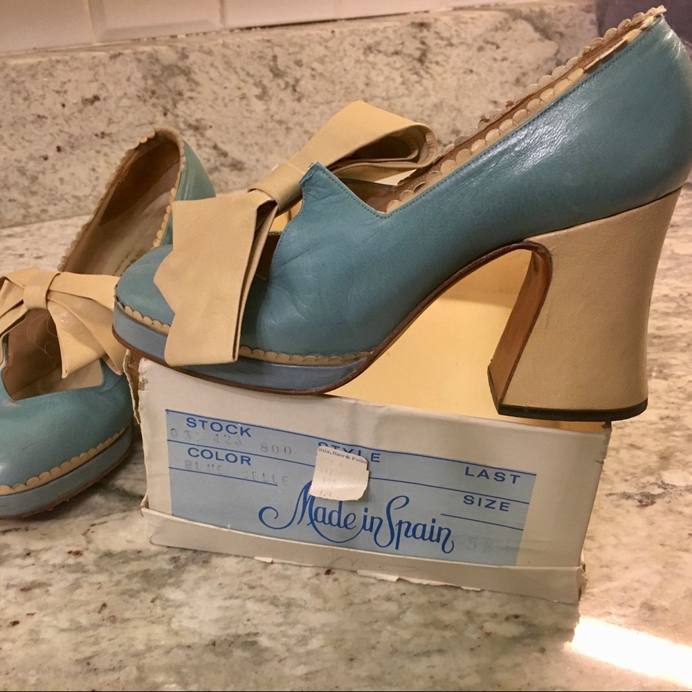 Vintage leather heels from 1970 shipping free